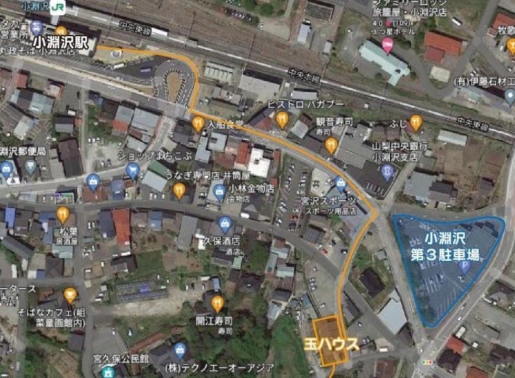 玉ハウス-小淵沢駅からの地図